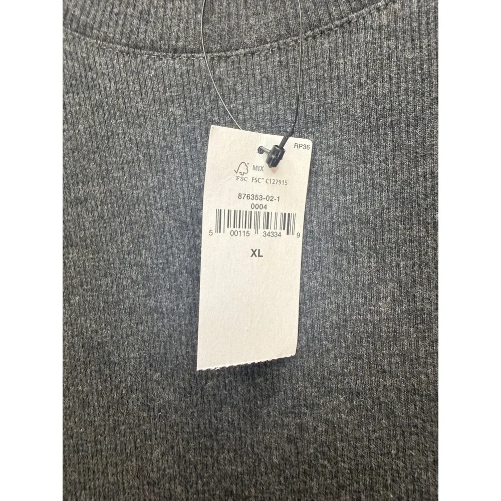 Banana Republic Mini Rib Slim T-Shirt Short Sleeve XL Charcoal Heather Gray Crew